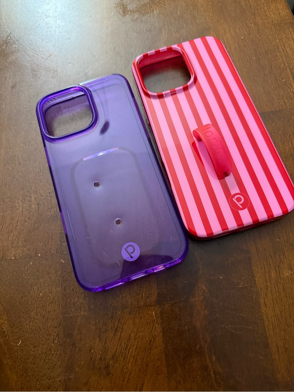 Loopy Case Purple Translucent & Pink Stripe Phone Case Duo